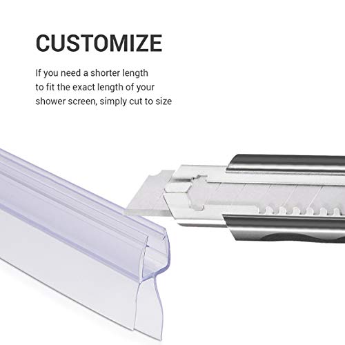 Navaris junta de recambio para ducha - Repuesto para puerta de cristal con grosor de 6MM - Sello protector contra salpicaduras 45° 80CM de largo