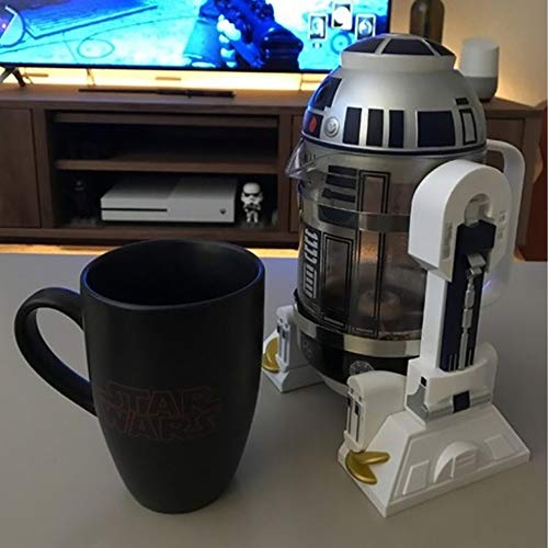 NBCDY Máquina de café Manual, cafetera Creative Robot R2D2, Mini cafetera de Filtro de Acero Inoxidable, Olla de presión para Olla de Aislamiento doméstico