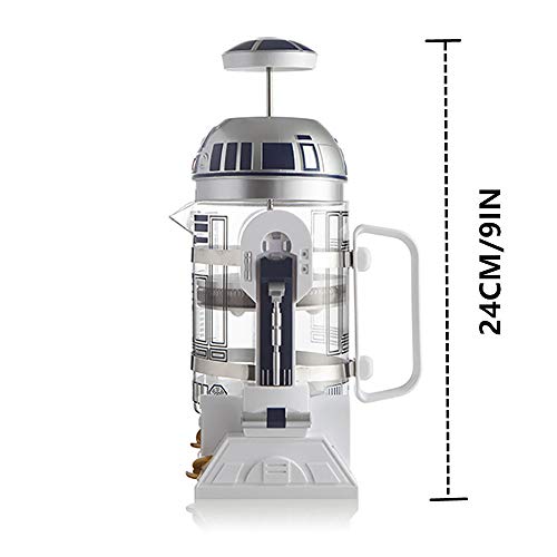 NBCDY Máquina de café Manual, cafetera Creative Robot R2D2, Mini cafetera de Filtro de Acero Inoxidable, Olla de presión para Olla de Aislamiento doméstico