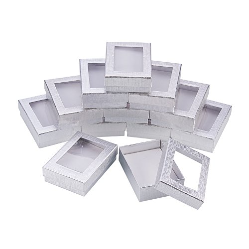 NBEADS 30 Pcs Cajas de Regalo de Plata Caja de Presentación con Acolchado - Caja de Regalo de Cumpleaños - Caja de Collar Caja de Aretes Caja de Anillo Cajas de Cartón de Joyería, 9x6.5x2.8 cm