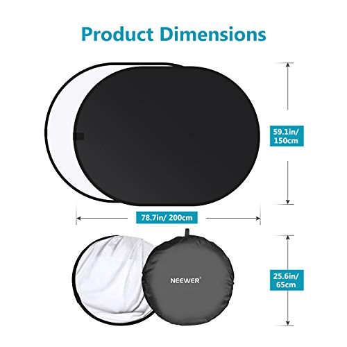 Neewer 10087547 - 150 cm x 200 cm doble cara Twist Pop Out muselina telón de fondo fondo panel con funda de transporte para fotografía Studio grabación de vídeo (negro/blanco)