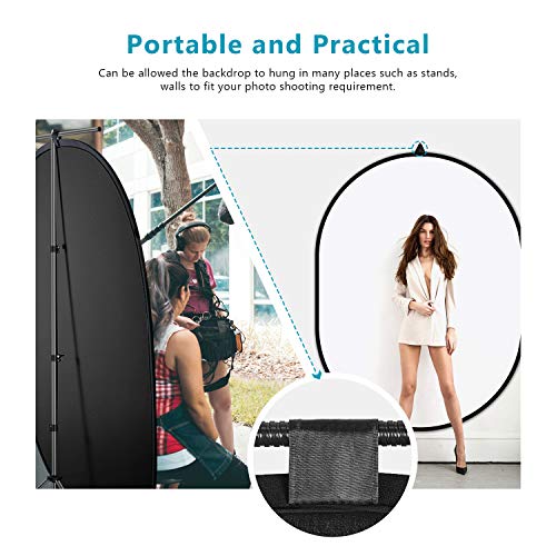 Neewer 10087547 - 150 cm x 200 cm doble cara Twist Pop Out muselina telón de fondo fondo panel con funda de transporte para fotografía Studio grabación de vídeo (negro/blanco)