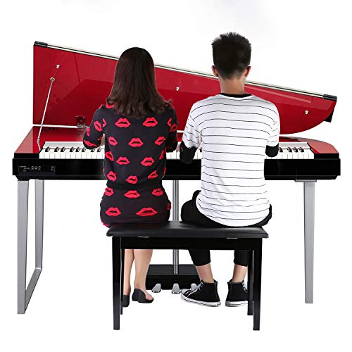 Neewer Banco Madera Piano Duos con Cojín Acolchado de Cuero para Comodidad Lujo Construido en Flip-top Asiento Adicional Compartimiento para Libros Músico Otros accesorios(Negro)