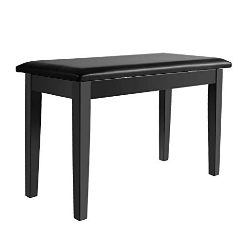 Neewer Banco Madera Piano Duos con Cojín Acolchado de Cuero para Comodidad Lujo Construido en Flip-top Asiento Adicional Compartimiento para Libros Músico Otros accesorios(Negro)