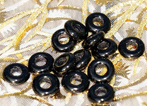 Negro opaco de Cristal checo Plana Anillo de Perlas Planas y Redondas O Perlas de 10mm x 3mm 40pcs