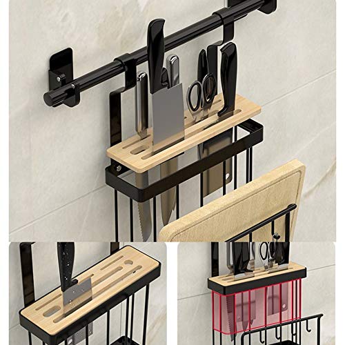 Negro Platos de acero inoxidable Escurridor Estante Vajilla montado en la pared Estante de almacenamiento Palillos Tabla de cortar Bastidor Perforador Estante de cocina libre Longitud de barra 100 cm