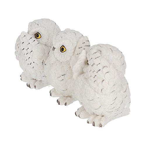 Nemesis Now Owls 8cm Figurine Three Wise Búhos 8 cm-Figura Decorativa, Blanco, Talla única