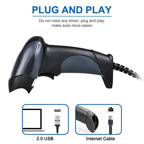 NETUM Handheld Laser Barcode Scanner 1D Lector de Escáner de Código de Barras con Cable USB aplicaciones en supermercados, farmacias, panaderías, bibliotecas, tiendas, NT-M1