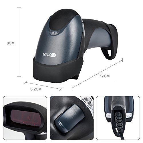 NETUM Handheld Laser Barcode Scanner 1D Lector de Escáner de Código de Barras con Cable USB aplicaciones en supermercados, farmacias, panaderías, bibliotecas, tiendas, NT-M1