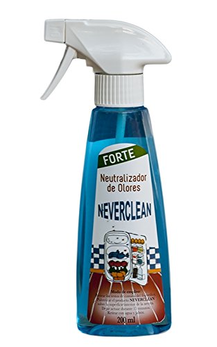 Neverclean Forte.Aplicar en TODOS los techos, puertas, gomas y cajones. Retirarlo.Permanecerá un OLOR RARO QUE LUEGO DESAPARECE. DESPUÉS DE SU APLICACIÓN LOS ALIMENTOS NO SE IMPREGNAN DE ESE OLOR