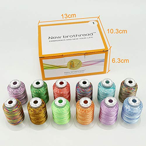 New brothread 12 Multi Colores 500M(550Y) Poliéster Bordado Máquina Hilo para Brother Babylock Janome Singer Pfaff Husqvarna Bernina Bordado Máquinas-Surtido1