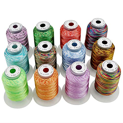 New brothread 12 Multi Colores 500M(550Y) Poliéster Bordado Máquina Hilo para Brother Babylock Janome Singer Pfaff Husqvarna Bernina Bordado Máquinas-Surtido1