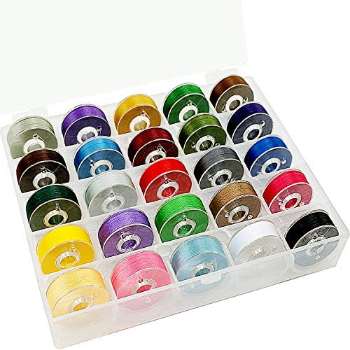 New brothread 25pcs Tipo L Tamaño (SA155) Colores Variados hilo de la canilla preenrollado Lado de plástico para máquinas de bordar y coser especificadas - 60wt