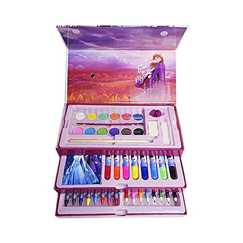 New Frozen 2 - Maletin Pinturas 3 Pisos de Frozen, el Regalo para niña Ideal , Estuche de Pinturas Completo con Pinturas,rotuladores y Todo lo Necesario para la Etapa Escolar. Producto Oficial LOL