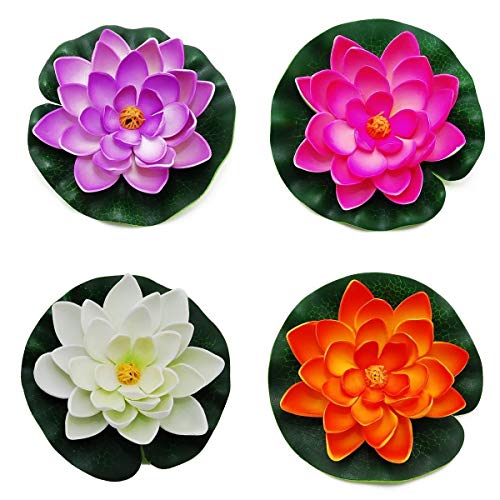 Newin Star Flotantes de la charca de la decoración del Lirio de Agua/Espuma de Lotus Flor, Pequeño (Juego de 4)