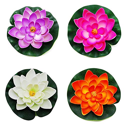 Newin Star Flotantes de la charca de la decoración del Lirio de Agua/Espuma de Lotus Flor, Pequeño (Juego de 4)