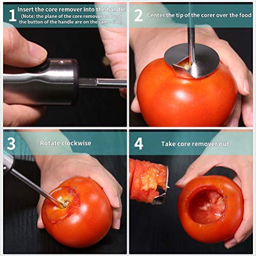 Newness Vegetable Corer, Veggie Corer Drill Fruit Corer con Mango Antideslizante Ergonómico, Taladro Vegetariano de 4 Tamaños para Coring y Vaciado de Calabacín, papa, Zanahoria y Otras Verduras