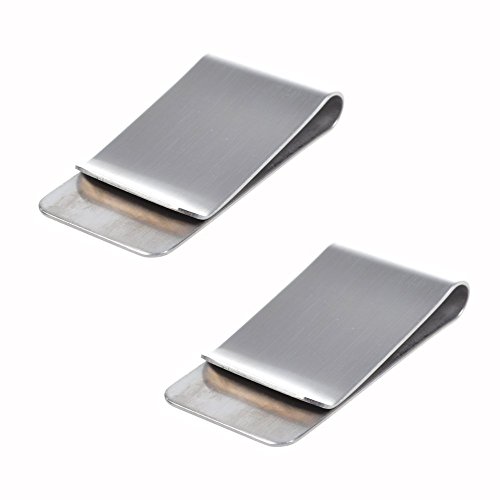 NiceButy Pack de 2 Plateado Slim de Acero Inoxidable Dinero Clip