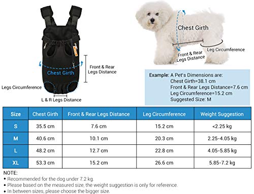 NICREW Mochila del Perro, Bolsa para Perros y Gatos, Adjustable Bolsa Delantera para Perro Pequeño, Viaje Bolsa de Transporte de Mascotas para Viajar/Senderismo/Camping-M-Negro