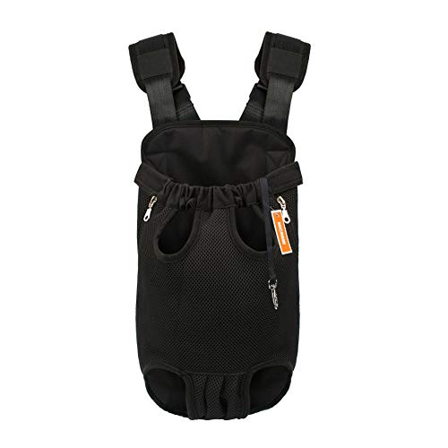 NICREW Mochila del Perro, Bolsa para Perros y Gatos, Adjustable Bolsa Delantera para Perro Pequeño, Viaje Bolsa de Transporte de Mascotas para Viajar/Senderismo/Camping-M-Negro