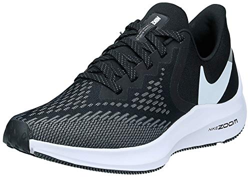 Nike Wmns Zoom Winflo 6, Zapatillas de Atletismo para Mujer, Multicolor (Black/White/Dark Grey/Mtlc Platinum 3), 43 EU