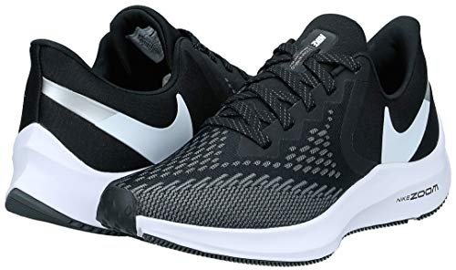 Nike Wmns Zoom Winflo 6, Zapatillas de Atletismo para Mujer, Multicolor (Black/White/Dark Grey/Mtlc Platinum 3), 43 EU