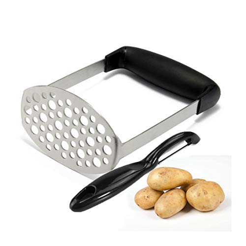 NILICAN Luz portátil de acero inoxidable con triturador de patatas, malla fina, cocina, prensador de ajos, patata, patata, patata, patata, patata, patata, patata, patata (pequeño)