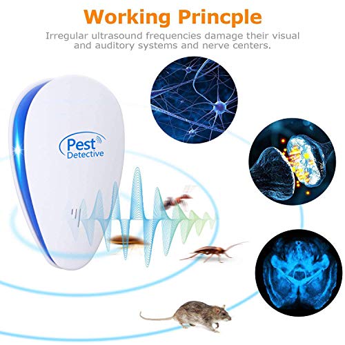 Nitoer Repelente Ultrasónico de Plagas, Mosquitos ultrasónicos portátiles 100% Seguro para Personas y Animales, para Ratones, pulgas, Mosquitos, cucarachas, Hormigas, arañas [No Tóxico]