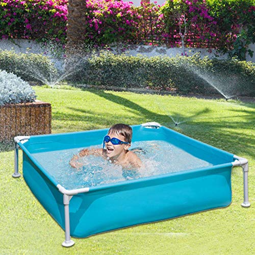 Niumen Piscina De Marco Rectangular, Piscina sobre El Suelo Mini Piscina De Marco Portátil con Válvula De Drenaje, Marco Desmontable Pro Steel Frame Piscina Rectangular con Marco De Acero