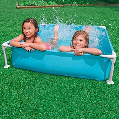 Niumen Piscina De Marco Rectangular, Piscina sobre El Suelo Mini Piscina De Marco Portátil con Válvula De Drenaje, Marco Desmontable Pro Steel Frame Piscina Rectangular con Marco De Acero