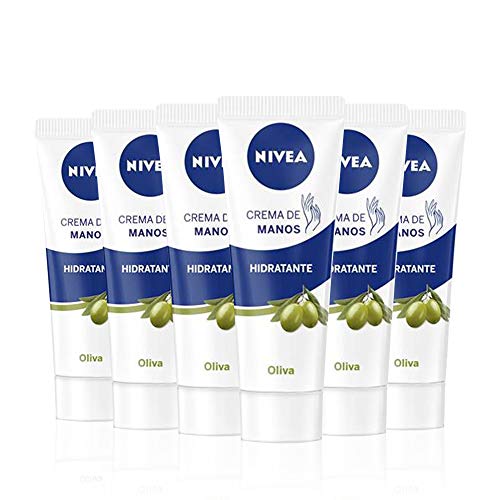 NIVEA Crema de Manos Hidratante Aceite de Oliva en pack de 6 (6 x 100 ml), crema para el cuidado de la piel seca, crema para conseguir una hidratación profunda