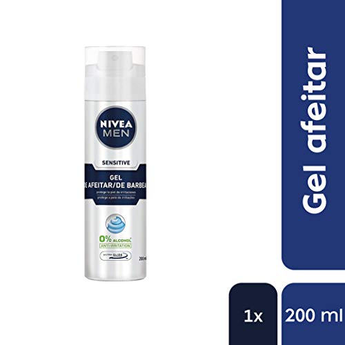 NIVEA MEN Sensitive Gel de afeitar para piel sensible, gel facial con tecnología Ultra Glide para un afeitado libre de irritaciones - 1 x 200 ml