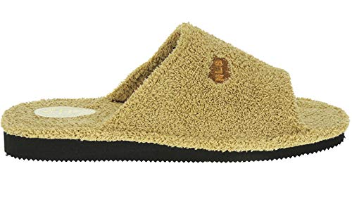 NLS 31-344 Zapatilla Descalza Destalonada Chancla para IR por Casa de Toalla Rizo Americano para Hombre Camel Talla 44