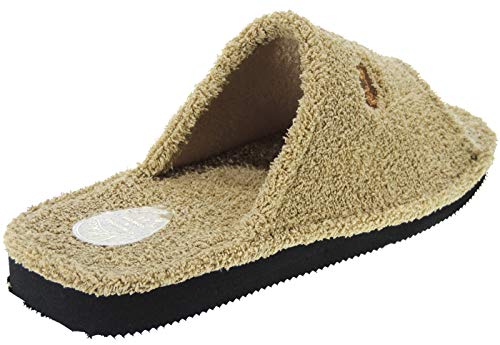 NLS 31-344 Zapatilla Descalza Destalonada Chancla para IR por Casa de Toalla Rizo Americano para Hombre Camel Talla 44