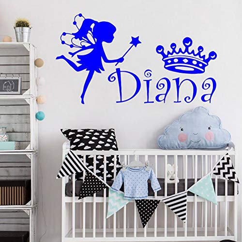 Nombre de encargo de la muchacha de DIY art deco etiqueta de la pared de vinilo mural corona decoración del hogar 50x90 cm