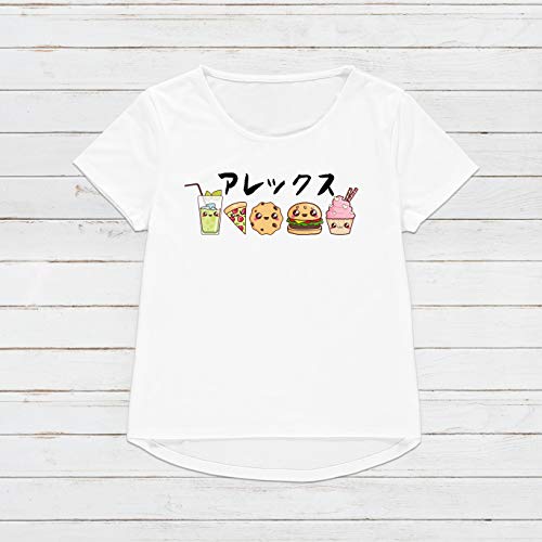 Nombre personalizado camiseta personalizada personalizada japonesa Kawaii lindo para hombre impreso camiseta Blanco blanco Medium