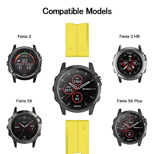 Notocity Garmin Fenix 3 Correa, Silicona Reemplazo Correa para Garmin Fenix 5X/Fenix 5X Plus/Fenix 6X/Fenix 6X Pro/Fenix 3/Fenix 3 HR, Easy-Fit, no Adapta a Fenix 5