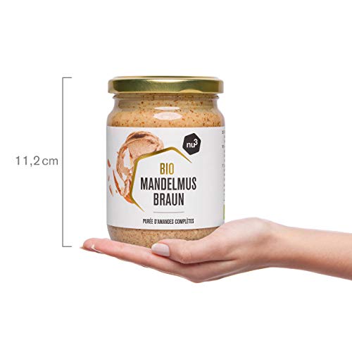 nu3 Crema de almendra para untar - 250 g en tarro de vidrio - Puré de almendra (con cáscara) natural nativa de España e Italia - Mantequilla de semillas orgánicas enteras molidas - 100% sabor natural