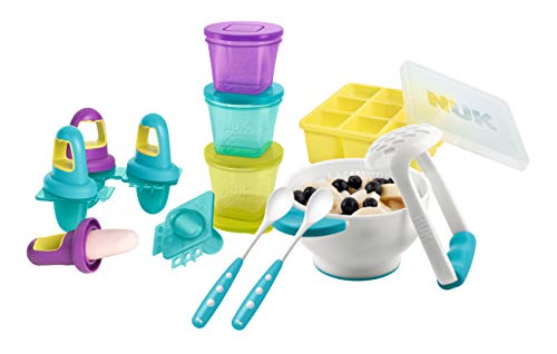 NUK 10225112 - Juego de recipientes para preparar y conservar comida (1 set para puré, moldes para helados, molde para congelación, 2 cucharas, botes para conservar)