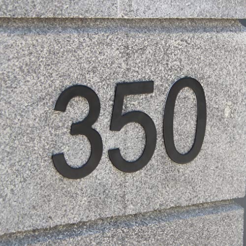 Número de calle en acero inoxidable negro mate, con dorso adhesivo, con una altura de 76 mm, número de casa, diseño de puerta (1)
