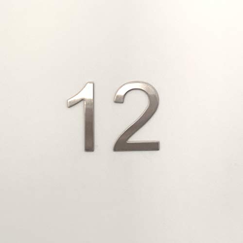 Número de la calle, número de la puerta o número de la casa, en la cifra 2, de acero inoxidable Plata brillante, con soporte adhesivo, de 76 mm de altura (2)