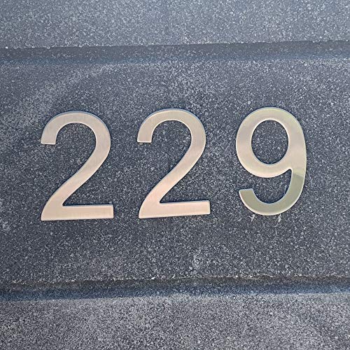 Número de la calle, número de la puerta o número de la casa, en la cifra 7, de acero inoxidable Plata brillante, con soporte adhesivo, de 76 mm de altura (7)