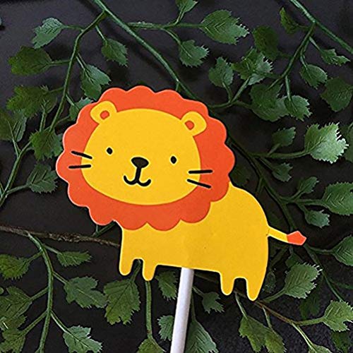 NUOBESTY 42 Piezas Selva Animal Cupcake Topper Pastel de Dibujos Animados Recoger Fruta Postre Topper para Animal Tema Fiesta niños cumpleaños Baby Show Decor