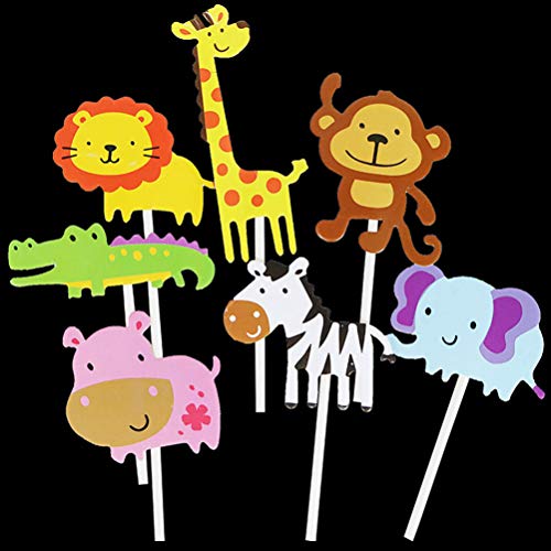 NUOBESTY 42 Piezas Selva Animal Cupcake Topper Pastel de Dibujos Animados Recoger Fruta Postre Topper para Animal Tema Fiesta niños cumpleaños Baby Show Decor