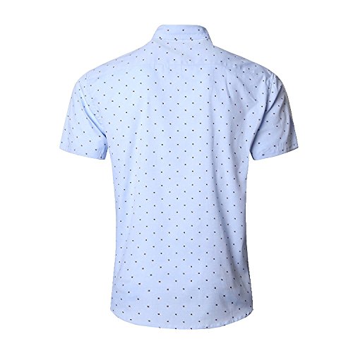 NUTEXROL Camisa Manga Corta Hombre Camisa Estampada de Signos-Cierre con Boton Camisa de Vestir Camiseta Casual, Azul Cielo, L