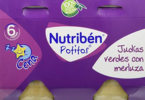 Nutribén Potitos Cena De Judías Verdes y Merluza Desde Los 6 Meses, 4 Bipacks (8X 190 Gr.)