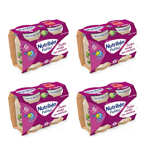 Nutribén Potitos Cena De Judías Verdes y Merluza Desde Los 6 Meses, 4 Bipacks (8X 190 Gr.)