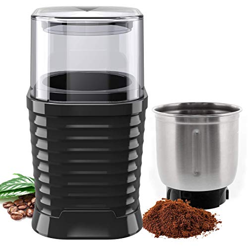 NWOUIIAY Molinillo de Café Eléctrico 200W Protección contra Sobrecalentamiento Molinillo de Especias para Moler Granos de Café Nueces Linaza Pimienta con Taza Desmontable Fácil de Limpiar