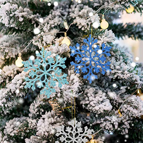 O-Kinee Copo de Nieve Decoración, 24 Confeti Copos de Nieve Brillantes, Copo Nieve Decoración Frozen, Copo de Nieve Decoraciones para árboles de Navidad Boda Fiestas Adornos Festivo