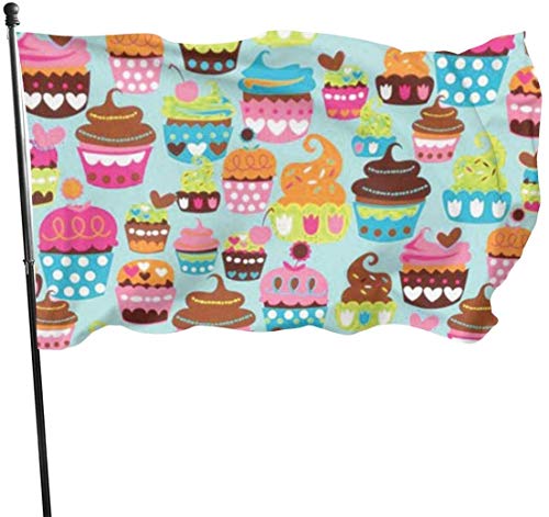 Oaqueen Banderas, Turquoise Sweet Treats Cupcake Compression Flag: 3x5 FT Flag Tough The Strongest, Longest Lasting Flag National Flag Outdoor Flags